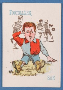 Voetballende Zoon, uit het Happy Families kaartspel, ca. 1890-1900 door English School