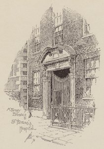 Voormalige ingang van het St Thomas ziekenhuis (litho) door English School