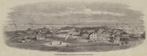 Fort Moultrie, Charleston in de verte (gravure) door English School