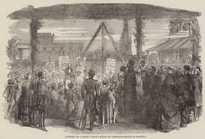 Oprichting van een Hindoe meisjesschool in Cornwallis-Square in Calcutta