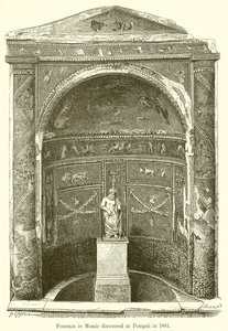 Fontein in mozaïek ontdekt in Pompeii in 1881 door English School
