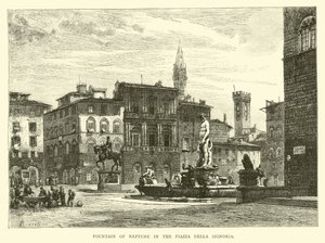 Fontein van Neptunus op het Piazza della Signoria door English School