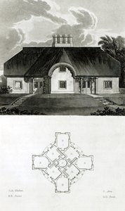 Vier huisjes, 1818 door English School