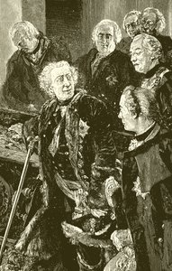 Frederik de Grote bij de kist van de Grote Keurvorst (gravure) door English School