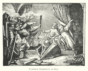 Friedrich Barbarossa bij Susa (gravure)