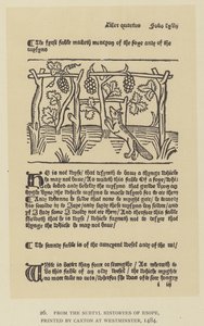 Uit de Subtyl Historyes van Esope, gedrukt door Caxton in Westminster door English School