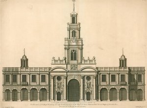 Vooraanzicht van de Royal Exchange, Londen door English School