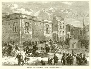 Voorkant van Newgate vanaf de Old Bailey door English School
