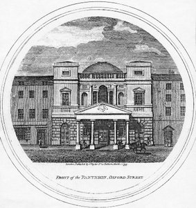 Voorzijde van het Pantheon, Oxford Street, 1795 door English School