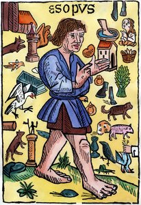 Frontispice van de "Fabels" van Esope, edities gedrukt in Engeland door William Caxton (1422? - 1491) door English School