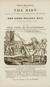 Frontispice uit "The riot, or, Half a loaf is better than no bread; The good militia man, or, The man that is worth a host; and, The loyal sailor, or, no mutineering", c.1839-44 door English School