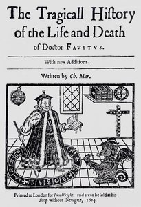 Frontispice van The Tragicall History of the Life and Death of Doctor Faustus, door Christopher Marklin, c.1616