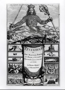Frontispice van Leviathan or the Matter, Forme and Power of a Common Wealth Ecclesiasticall and Civil, 1651, door Thomas Hobbes van Malmesbury