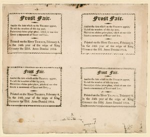 Frost Fair van 1814 - souvenirs gedrukt op het ijs door English School