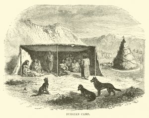 Fuegiaans kamp, Tierra del Fuego, 1890