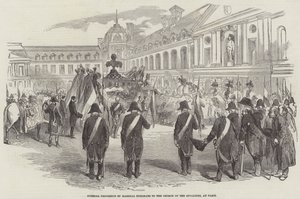 Begrafenisstoet van maarschalk Exelmans naar de kerk van de Invalides, in Parijs