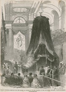 Funeral for the Queen of Portugal, in the chapel of the Bavarian Embassy, Warwick Street, Golden Square door English School