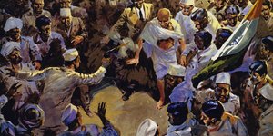 Gandhi werd in 1948 vermoord door een fanatieke Hindoe door English School