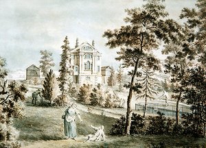 Tuinpaviljoen in een park, ca. 1725 door English School