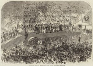 Garibaldi die Adressen Ontvangt in het Crystal Palace door English School