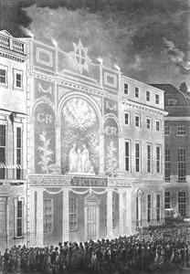 Verzameling in Portman Square om een verlichting voor de vrede tussen Groot-Brittannië en Frankrijk te bekijken, 1806