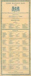 Algemeen menu voor Lord Mayors Day, Guildhall, Londen, 9 november 1835 door English School