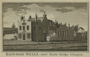 Algemeen overzicht van Bagnigge Wells door English School