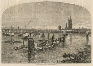 Algemeen overzicht van Charing Cross Spoorwegbrug door English School