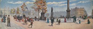 Algemeen uitzicht op de zuidoostelijke hoek van Trafalgar Square