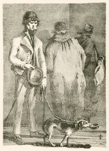 George Dyball, een blinde bedelaar van aanzienlijke bekendheid, en zijn hond Nelson door English School