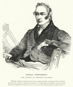 George Stephenson, de Vader van de Engelse Spoorwegen (gravure) door English School