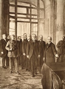 Duitse politici in het Paleis van Versailles, 1919 door English School