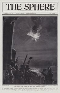 Duitse Zeppelin neergeschoten in vlammen voor de kust van Norfolk, Eerste Wereldoorlog, 28 november 1916 door English School