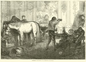Duitse ruiters in een Frans kasteel, september 1870 door English School