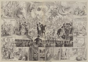 Het opzetten van de kerstpantomime (gravure) door English School