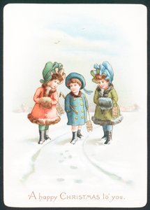 Meisjes lopen in de sneeuw door English School