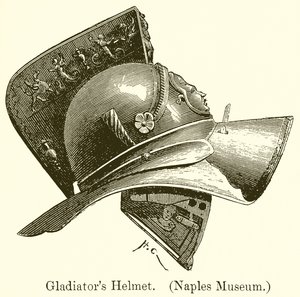 Helm van een gladiator. (Napels Museum)