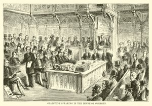Gladstone spreekt in het Lagerhuis