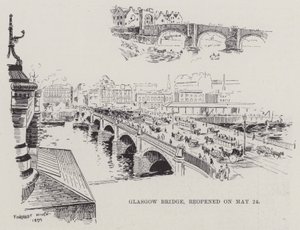 Glasgow Bridge, heropend op 24 mei (gravure)