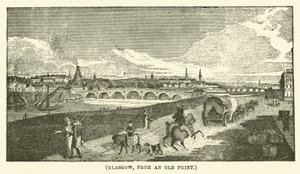 Glasgow, van een oude prent (gravure) door English School