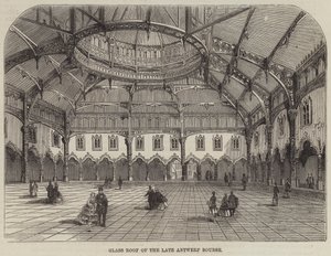 Glazen Dak van de voormalige Beurs van Antwerpen (gravure)
