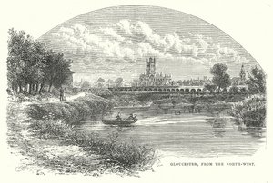 Gloucester, vanuit het noordwesten (gravure) door English School