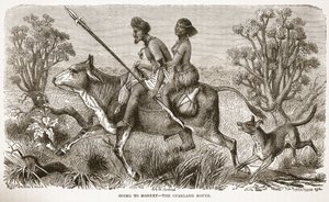 Op weg naar de markt - de landroute, illustratie uit The Pictorial Edition of the Life and Discoveries of David Livingstone door J. Ewing Richie, uitgegeven door A. Fullarton & Co., 1876