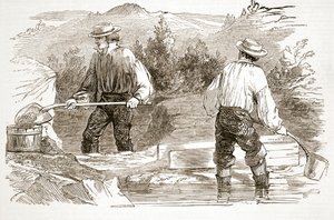 Goudwassen bij de Diggings, uit The Illustrated London News