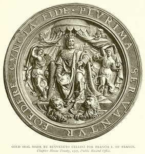 Gouden Zegel gemaakt door Benvenuto Cellini voor Frans I van Frankrijk door English School