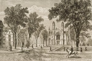 Gore Hall, Harvard University in c.1870, uit 