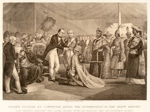 Grote Durbar in Cawnpore na de onderdrukking van de Sepoy-opstand door English School