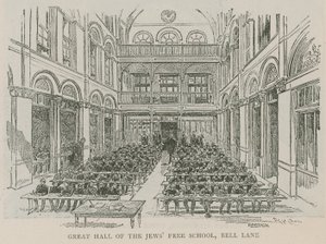 Grote Zaal van de Joodse Vrije School, Bell Lane, Londen door English School