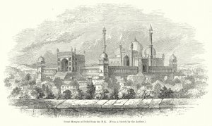 Grote Moskee in Delhi vanuit het NE (gravure) door English School