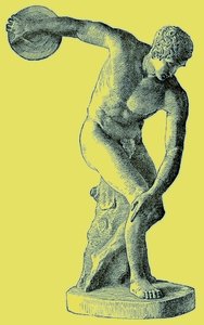 Griekse atleet die de discus werpt, illustratie uit Cassells Geïllustreerde Universele Geschiedenis door Edward Ollier, 1890 door English School
